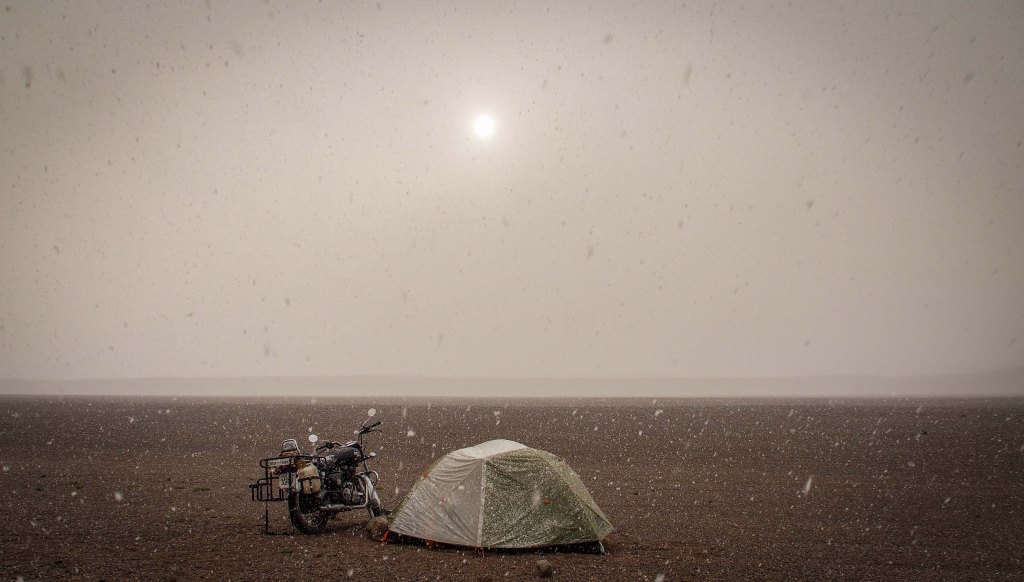 Sunset snowstorm at 4,000 Meters